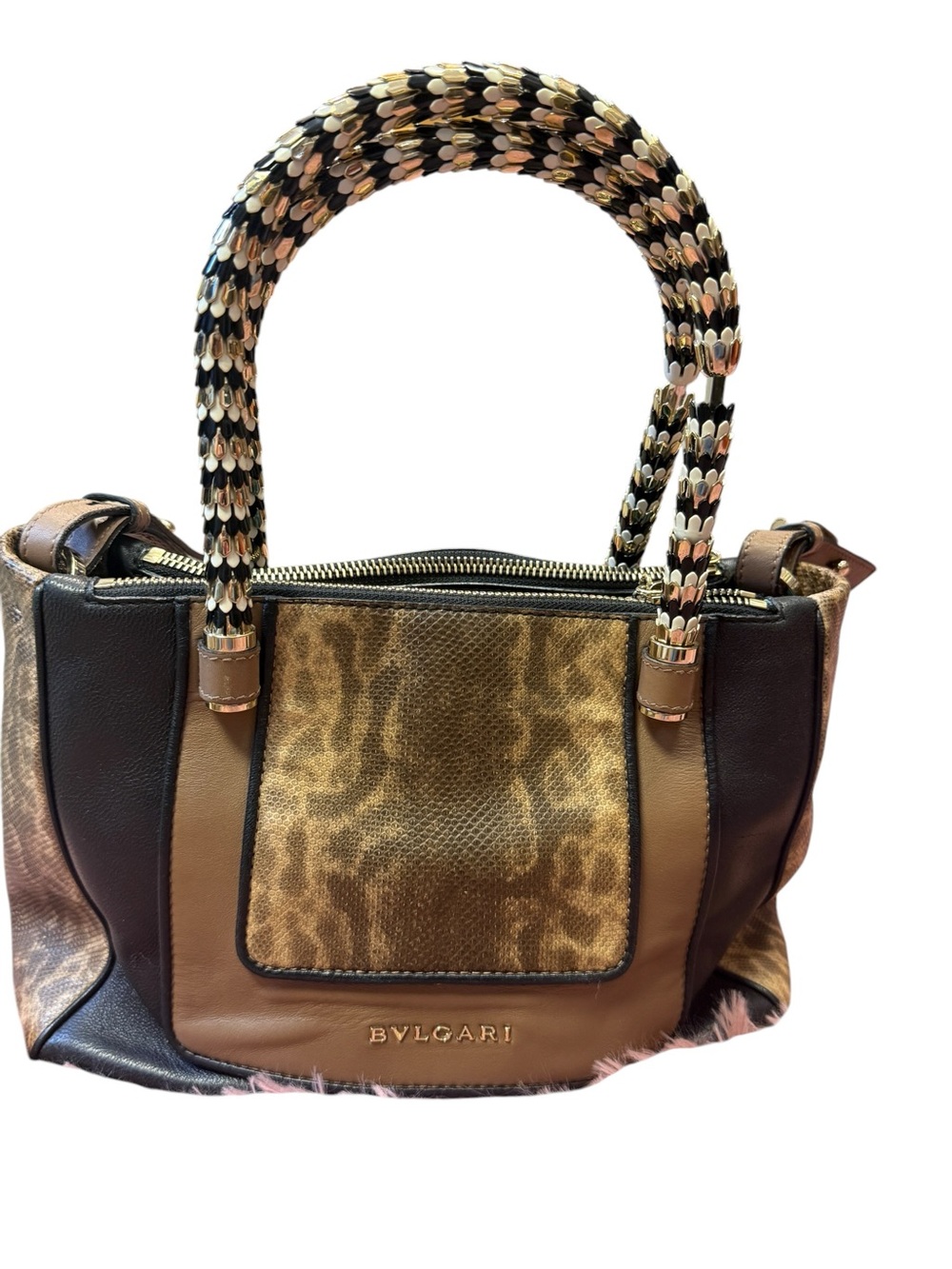 Bvlgari Bulgari leather And Snakeskin Serpenti 2 way Tote Crossbody Bag Dustbag